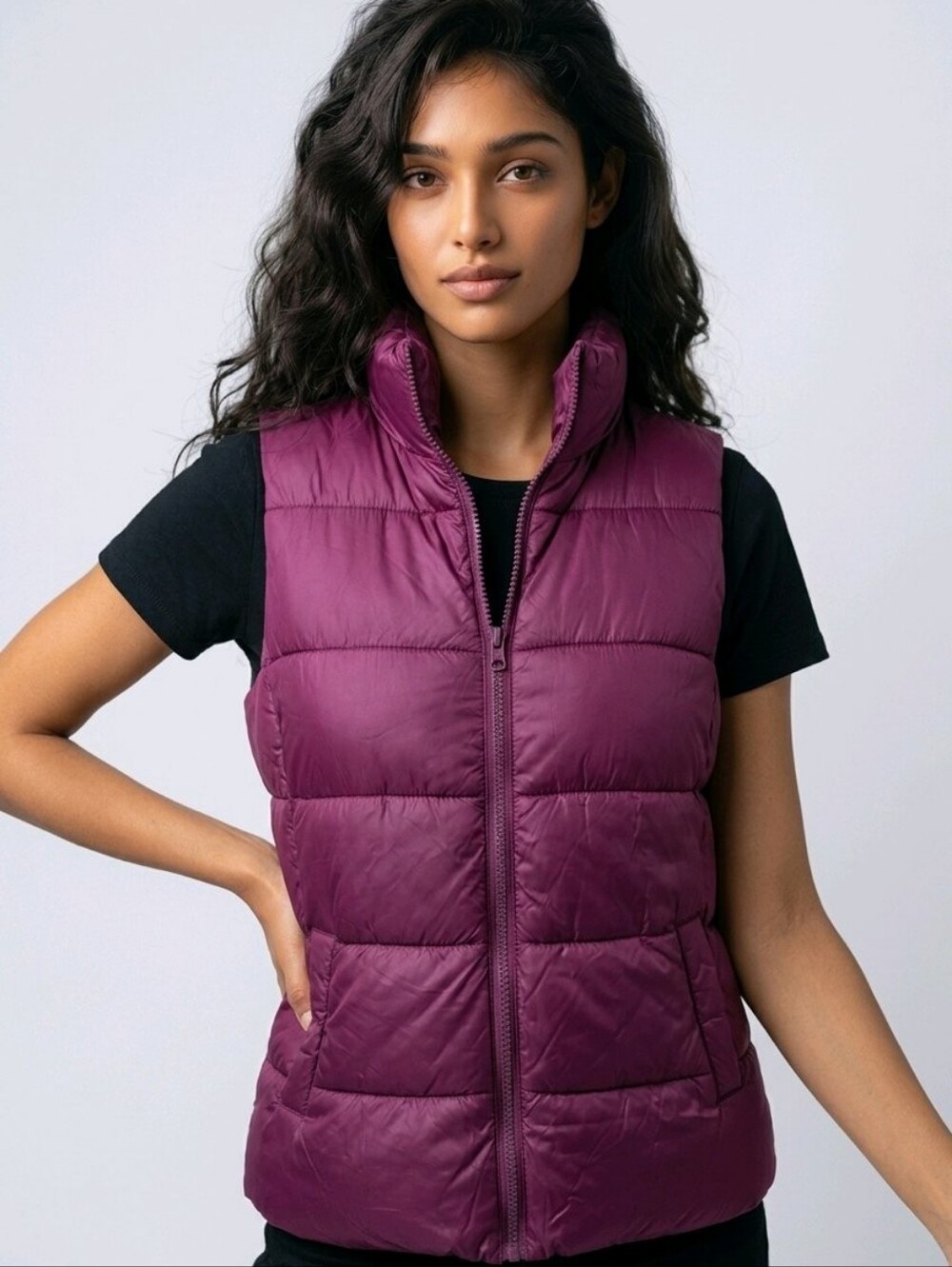 Old Navy Quilted Vest in Plum